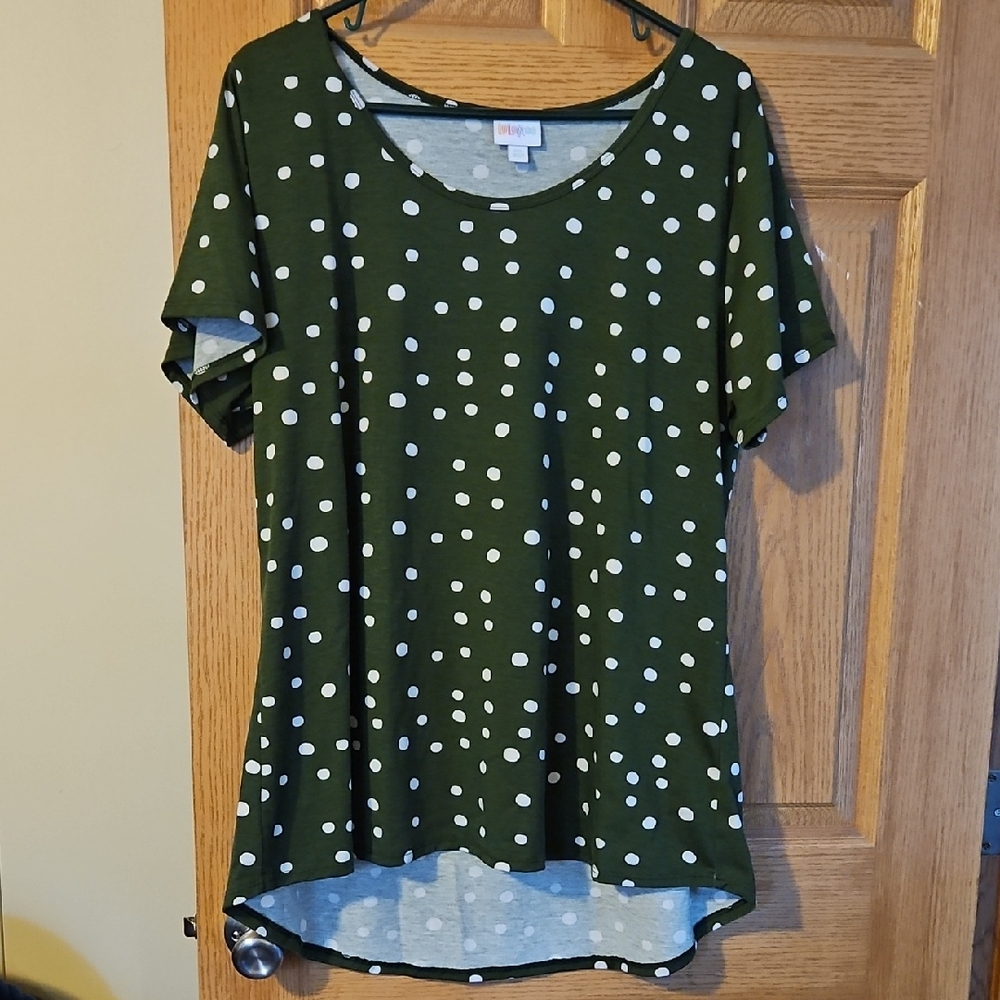 LuLaRoe Classic Tee Green Polka Dot